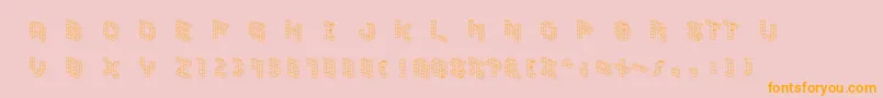 Demoncubicblockfont-fontti – oranssit fontit vaaleanpunaisella taustalla