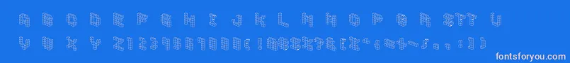 フォントDemoncubicblockfont – ピンクの文字、青い背景