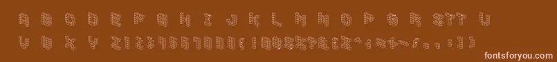 Demoncubicblockfont-fontti – vaaleanpunaiset fontit ruskealla taustalla