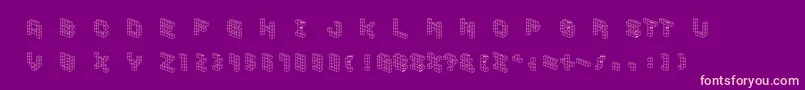 フォントDemoncubicblockfont – 紫の背景にピンクのフォント