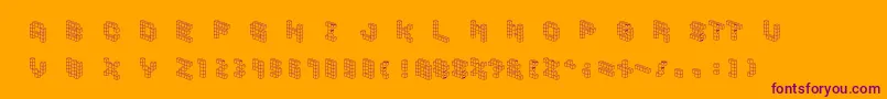 Demoncubicblockfont-Schriftart – Violette Schriften auf orangefarbenem Hintergrund