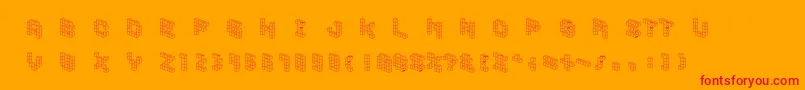 Demoncubicblockfont Font – Red Fonts on Orange Background