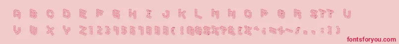 Demoncubicblockfont-fontti – punaiset fontit vaaleanpunaisella taustalla