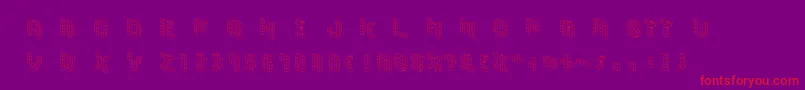 フォントDemoncubicblockfont – 紫の背景に赤い文字