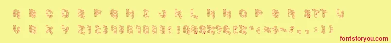 Demoncubicblockfont Font – Red Fonts on Yellow Background