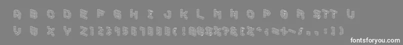 Demoncubicblockfont-fontti – valkoiset fontit harmaalla taustalla
