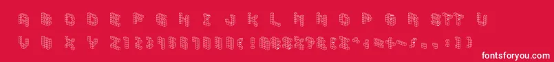 フォントDemoncubicblockfont – 赤い背景に白い文字