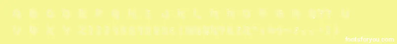 フォントDemoncubicblockfont – 黄色い背景に白い文字