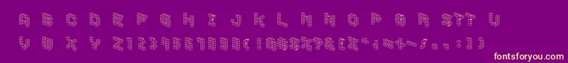 Demoncubicblockfont-fontti – keltaiset fontit violetilla taustalla