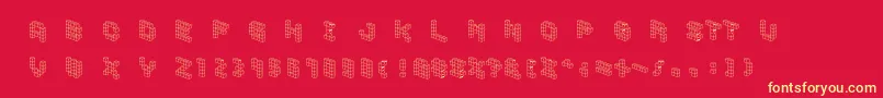 Demoncubicblockfont-fontti – keltaiset fontit punaisella taustalla