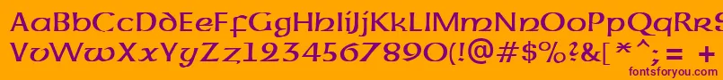 UncialAtt-Schriftart – Violette Schriften auf orangefarbenem Hintergrund