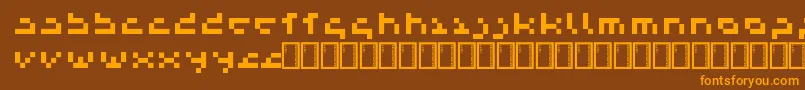 Więcej informacji o czcionce SendaiSmallprint Czcionka SendaiSmallprint – pomarańczowe czcionki na brązowym tle