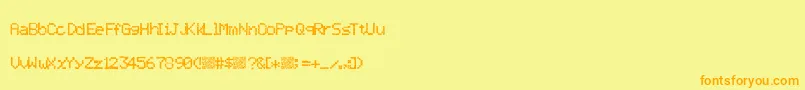 フォントTwistypixel – オレンジの文字が黄色の背景にあります。