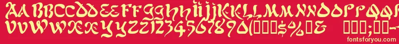フォントJacamarssk – 黄色の文字、赤い背景