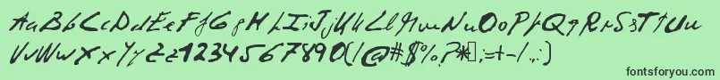 Fonte Corruptscript – fontes pretas em um fundo verde