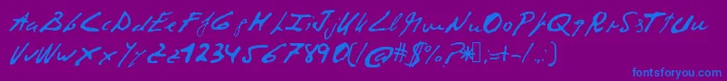 Fonte Corruptscript – fontes azuis em um fundo violeta