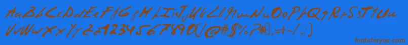 Fonte Corruptscript – fontes marrons em um fundo azul