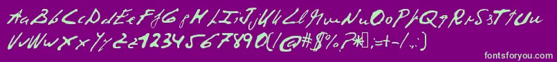 Corruptscript-fontti – vihreät fontit violetilla taustalla