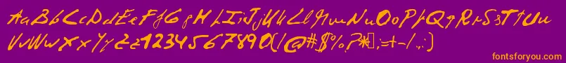 Corruptscript Font – Orange Fonts on Purple Background