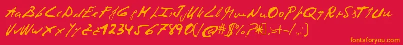 Fonte Corruptscript – fontes laranjas em um fundo vermelho