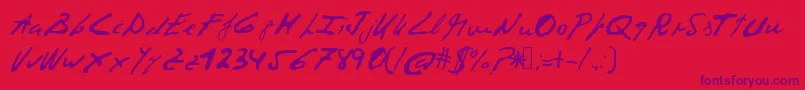 フォントCorruptscript – 赤い背景に紫のフォント