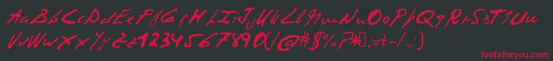 フォントCorruptscript – 黒い背景に赤い文字