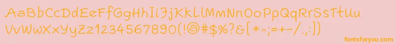 フォントEscriptLtLight – オレンジの文字がピンクの背景にあります。