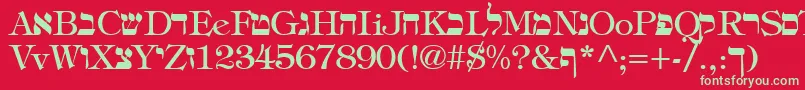 フォントHadelandRegular – 赤い背景に緑の文字