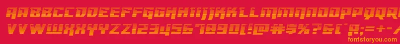 Dangerbotgradexpand-Schriftart – Orangefarbene Schriften auf rotem Hintergrund