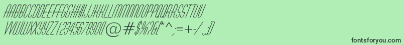 Fonte HuxleyItalic – fontes pretas em um fundo verde