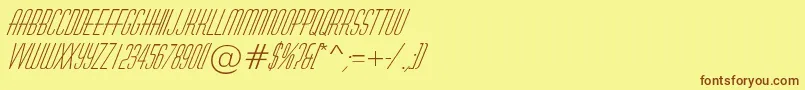 Fonte HuxleyItalic – fontes marrons em um fundo amarelo