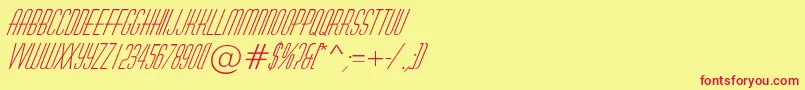 Fonte HuxleyItalic – fontes vermelhas em um fundo amarelo