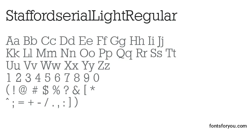 A fonte StaffordserialLightRegular – alfabeto, números, caracteres especiais
