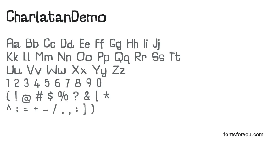 Шрифт CharlatanDemo – алфавит, цифры, специальные символы