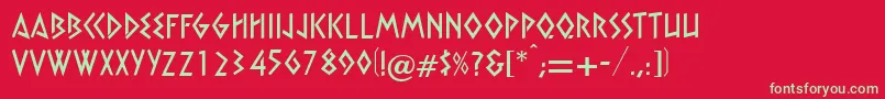 フォントInscriptRegularDb – 赤い背景に緑の文字