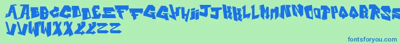 Fonte AlphabetBlack – fontes azuis em um fundo verde