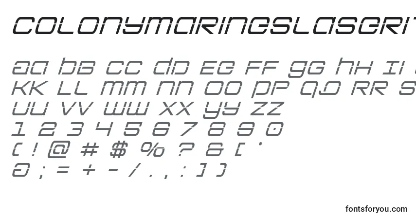 A fonte Colonymarineslaserital – alfabeto, números, caracteres especiais