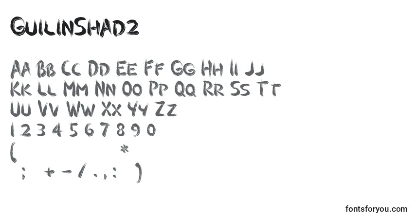Czcionka GuilinShad2 – alfabet, cyfry, specjalne znaki