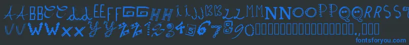 Pwpatchwrks Font – Blue Fonts on Black Background