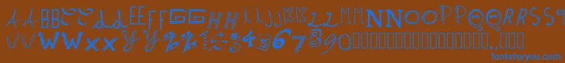 Pwpatchwrks Font – Blue Fonts on Brown Background