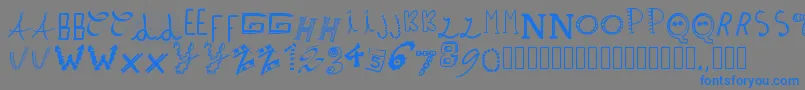 フォントPwpatchwrks – 灰色の背景に青い文字