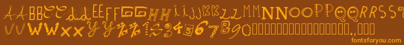 Pwpatchwrks Font – Orange Fonts on Brown Background