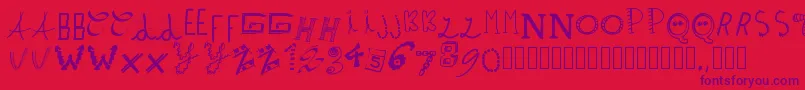 Шрифт Pwpatchwrks – фиолетовые шрифты на красном фоне