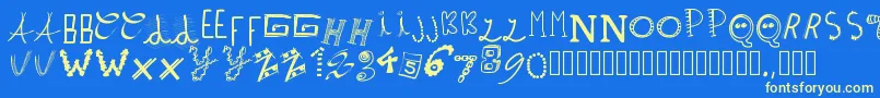 Pwpatchwrks Font – Yellow Fonts on Blue Background