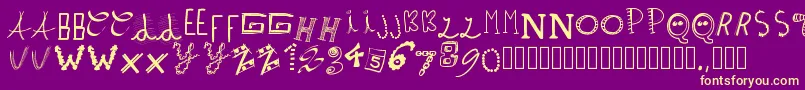 Pwpatchwrks Font – Yellow Fonts on Purple Background