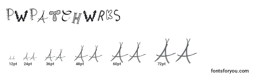 Размеры шрифта Pwpatchwrks