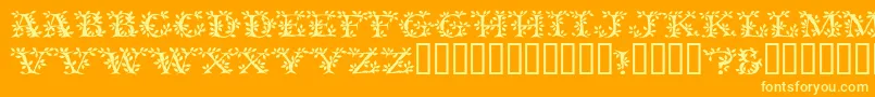 Vinecapsssk-Schriftart – Gelbe Schriften auf orangefarbenem Hintergrund