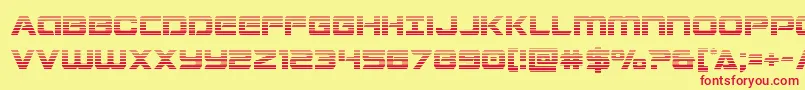 Stardustergrad-Schriftart – Rote Schriften auf gelbem Hintergrund