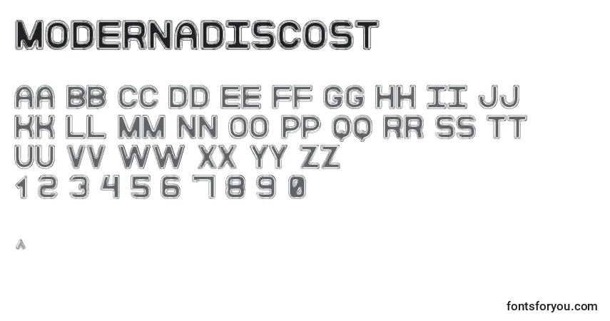 Schriftart ModernaDiscoSt – Alphabet, Zahlen, spezielle Symbole