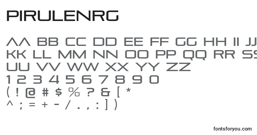 Шрифт PirulenRg – алфавит, цифры, специальные символы